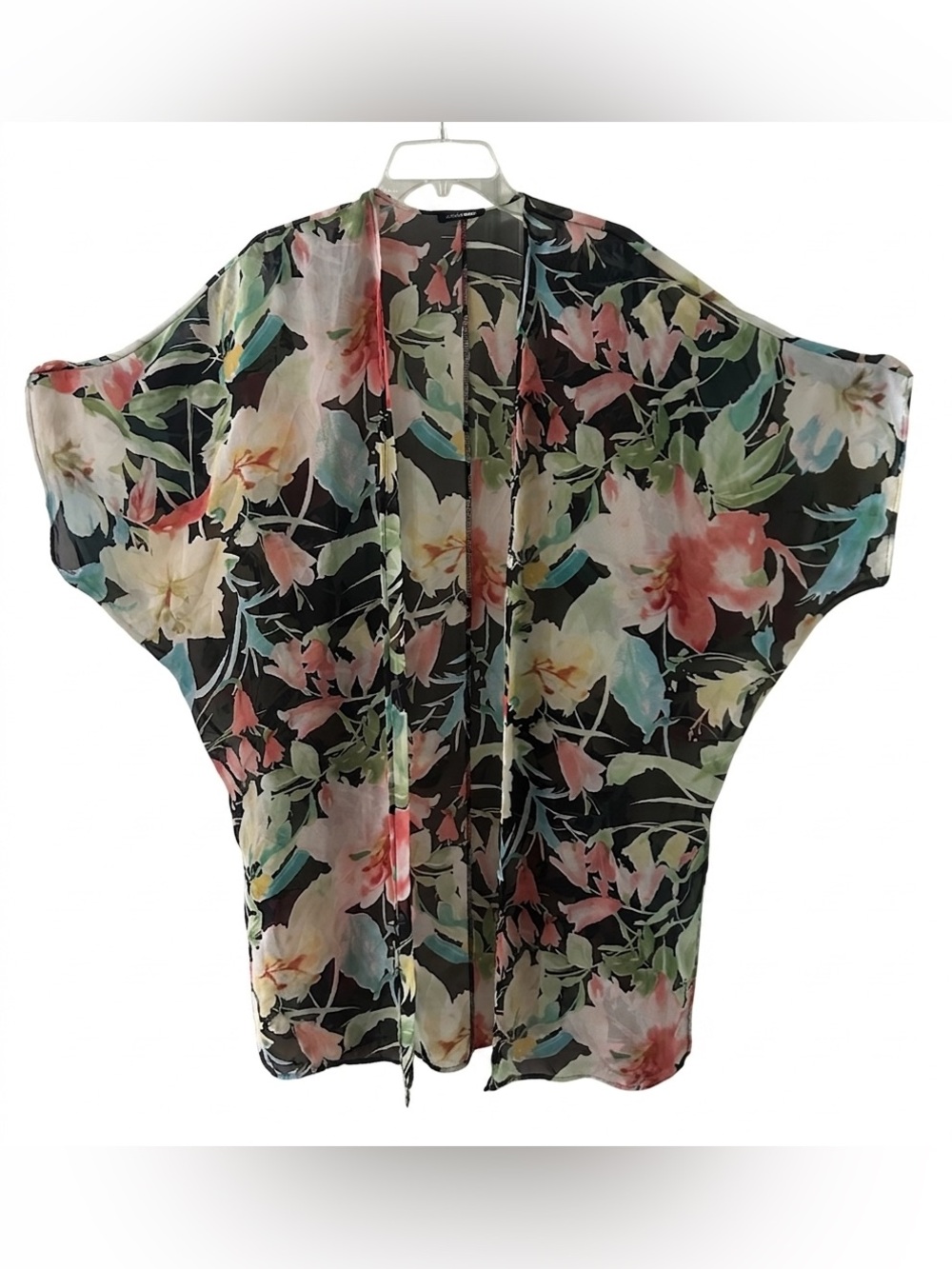 Fashion Nova Floral Chiffon Kimono Cardigan Sheer Coverup M/L